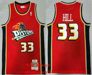 Men's Detroit Pistons #33 Grant Hill Red 1998-99 Hardwood Classics Soul Swingman Throwback Jersey