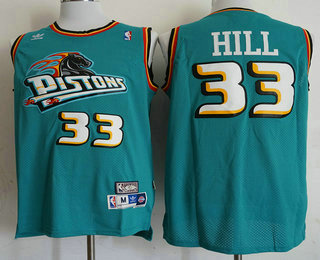 Men's Detroit Pistons #33 Grant Hill Teal Green Hardwood Classics Soul Swingman Throwback Jersey
