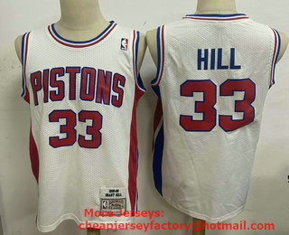 Men's Detroit Pistons #33 Grant Hill White 1995-96 Hardwood Classics Soul Swingman Throwback Jersey