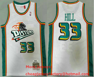 Men's Detroit Pistons #33 Grant Hill White 1998-99 Hardwood Classics Soul Swingman Throwback Jersey