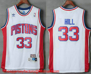 Men's Detroit Pistons #33 Grant Hill White Hardwood Classics Stitched NBA Jersey