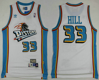 Men's Detroit Pistons #33 Grant Hill White Swingman Throwback Jersey