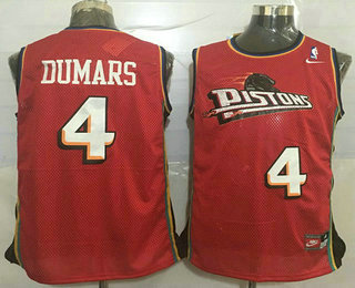 Men's Detroit Pistons #4 Joe Dumars Red Hardwood Classics Soul Swingman Throwback Jersey