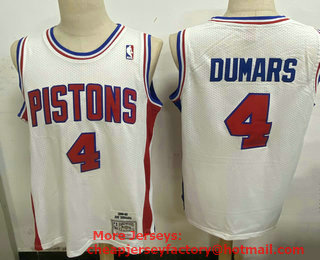 Men's Detroit Pistons #4 Joe Dumars White 1988-89 Hardwood Classics Soul Swingman Throwback Jersey