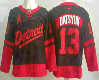Men's Detroit Red Wings #13 Pavel Datsyuk Black 2025 Stadium Series Stitched Jersey