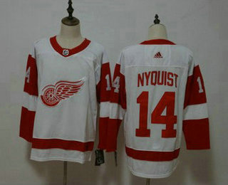 Men's Detroit Red Wings #14 Gustav Nyquist White Adidas Stitched NHL Jersey