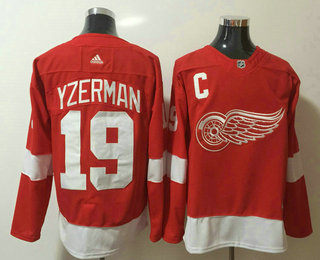 Men's Detroit Red Wings #19 Steve Yzerman  Red Home 2017-2018 Hockey Stitched NHL Jersey