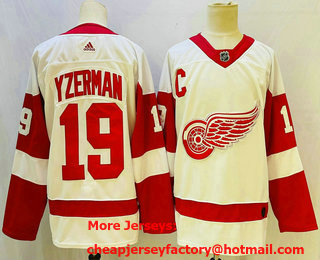 Men's Detroit Red Wings #19 Steve Yzerman White Adidas NHL Jersey