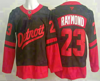 Men's Detroit Red Wings #23 Lucas Raymond Black 2025 Stadium Series Stitched Jersey