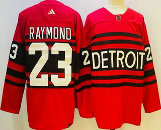 Men's Detroit Red Wings #23 Lucas Raymond Red 2022 Reverse Retro Authentic Jersey