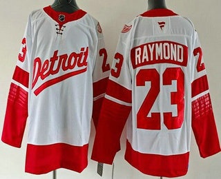 Men's Detroit Red Wings #23 Lucas Raymond White 2025 Stadium Series Authentic Jersey