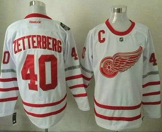 Men's Detroit Red Wings #40 Henrik Zetterberg White 2017 Centennial Classic Stitched NHL Reebok Hockey Jersey