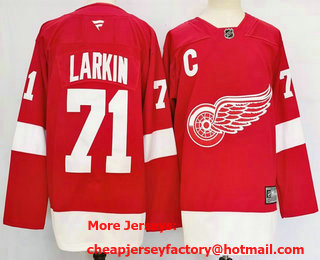 Men's Detroit Red Wings #71 Dylan Larkin Fanatics Authentic Jersey
