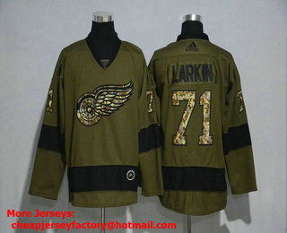 Men's Detroit Red Wings #71 Dylan Larkin Green Salute To Service Adidas Stitched NHL Jersey