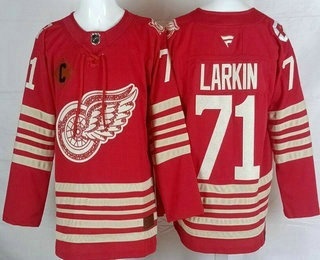 Men's Detroit Red Wings #71 Dylan Larkin Red Centennial Authentic Jersey