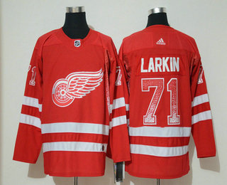 Men's Detroit Red Wings #71 Dylan Larkin Red Drift Fashion Adidas Stitched NHL Jersey