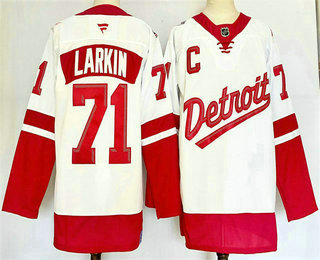 Men's Detroit Red Wings #71 Dylan Larkin White 2025 Stadium Series Stitched Jersey