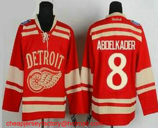 Men's Detroit Red Wings #8 Justin Abdelkader 2014 Winter Classic Red Stitched NHL Reebok Hockey Jersey