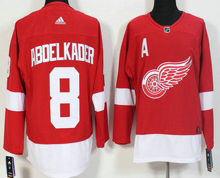 Men's Detroit Red Wings #8 Justin Abdelkader Red Home 2017-2018 Hockey Stitched NHL Jersey