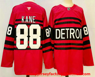 Men's Detroit Red Wings #88 Patrick Kane Red 2024 Reverse Retro Stitched Jersey