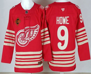 Men's Detroit Red Wings #9 Gordie Howe Red Centennial Authentic Jersey