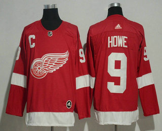 Men's Detroit Red Wings #9 Gordie Howe Red Home 2017-2018 Hockey Stitched NHL Jersey