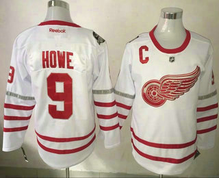 Men's Detroit Red Wings #9 Gordie Howe White 2017 Centennial Classic Stitched NHL Reebok Hockey Jersey