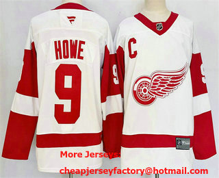 Men's Detroit Red Wings #9 Gordie Howe White 2025 Stitched Jersey