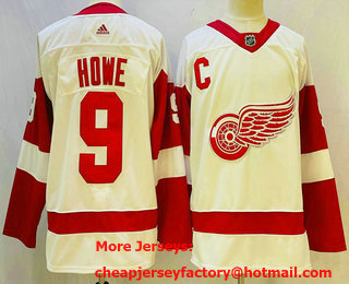 Men's Detroit Red Wings #9 Gordie Howe White Adidas NHL Jersey