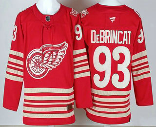 Men's Detroit Red Wings #93 Alex DeBrincat Red Centennial Authentic Jersey
