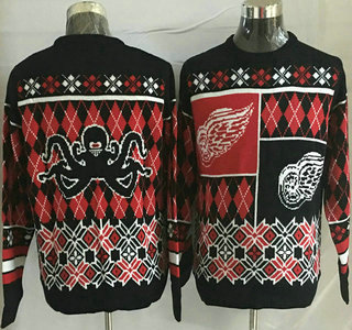 Men's Detroit Red Wings Red With Black NHL Sweater