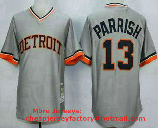 Men's Detroit Tigers #13 Lance Parrish Gray 1984 Throwback Jersey
