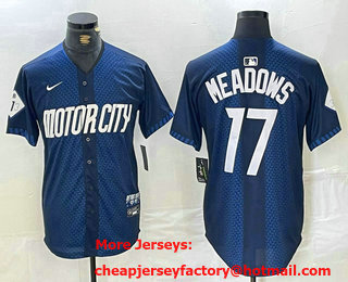 Men's Detroit Tigers #17 Parker Meadows Navy 2024 City Connect Cool Base Limited Stitched Jersey