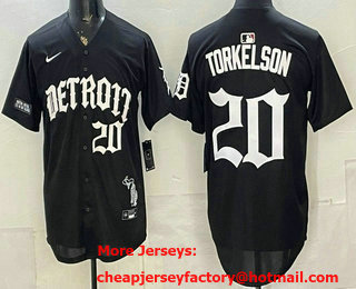 Men's Detroit Tigers #20 Spencer Torkelson Black Gothic Edition Vapor Premier Limited Stitched Jersey