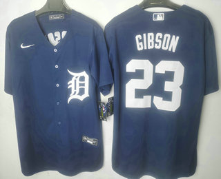 Men's Detroit Tigers #23 Kirk Gibson Navy Blue Stitched Cool Base Jersey