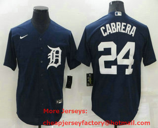 Men's Detroit Tigers #24 Miguel Cabrera Blue Stitched Cool Base Nike Jersey