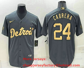 Men's Detroit Tigers #24 Miguel Cabrera Grey 2022 All Star Stitched Cool Base Nike Jersey