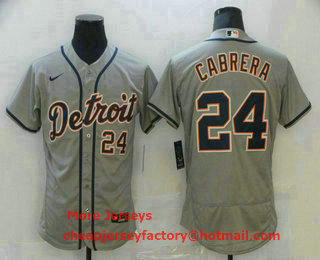 Men's Detroit Tigers #24 Miguel Cabrera Grey Stitched MLB Flex Base Nike Jersey