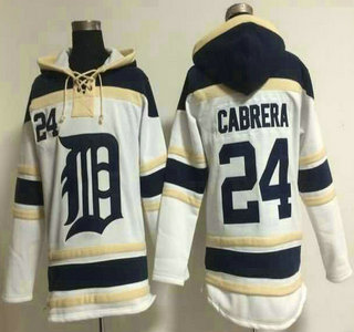 Men's Detroit Tigers #24 Miguel Cabrera Home White MLB Hoody