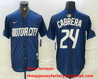 Men's Detroit Tigers #24 Miguel Cabrera Navy 2024 City Connect Cool Base Limited Stitched Jersey