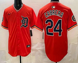 Men's Detroit Tigers #24 Miguel Cabrera Orange Limited Jersey