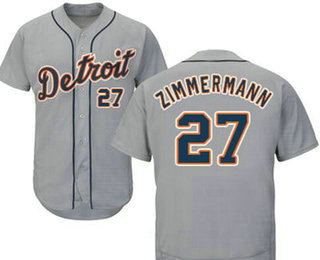 Men's Detroit Tigers #27 Jordan Zimmermann Gray Road Stitched Baseball Jersey