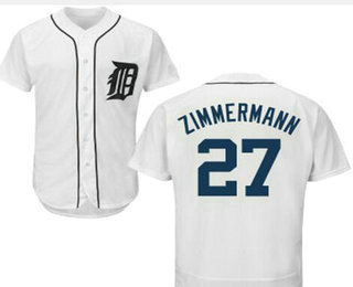 Men's Detroit Tigers #27 Jordan Zimmermann White Home Stitched Baseball Jersey