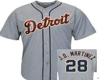 Men's Detroit Tigers #28 J. D. Martinez Gray Road Stitched Baseball Jersey