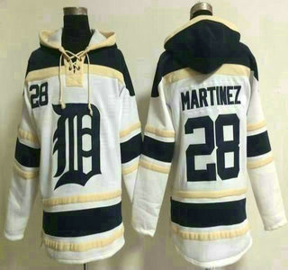 Men's Detroit Tigers #28 J. D. Martinez Home White MLB Hoody