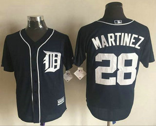 Men's Detroit Tigers #28 J. D. Martinez Navy Blue New Cool Base Jersey