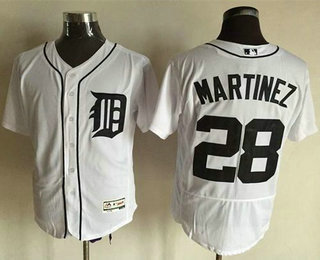 Men's Detroit Tigers #28 J. D. Martinez White Flexbase 2016 Authentic Collection Jersey