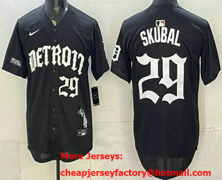 Men's Detroit Tigers #29 Tarik Skubal Black Gothic Edition Vapor Premier Limited Stitched Jersey