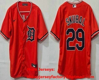 Men's Detroit Tigers #29 Tarik Skubal Orange Cool Base Jersey