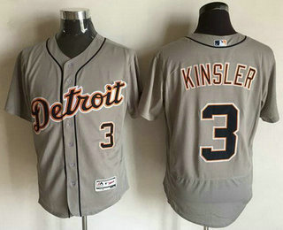 Men's Detroit Tigers #3 Ian Kinsler Gray Road 2016 Flexbase Baseball Jersey